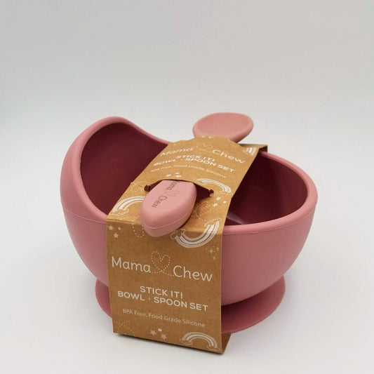 Mama Chew STICK IT! Silicone Suction Bowl + Spoon Set