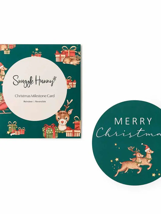 Snuggle Hunny Reindeer Reversible Single Milestone Card