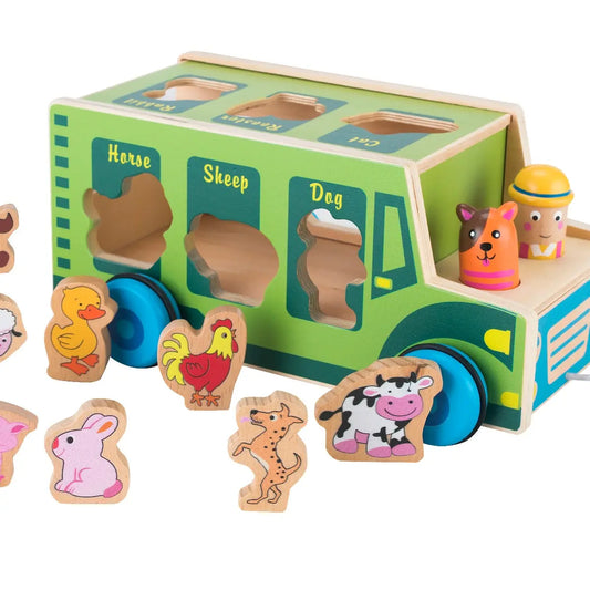 Wooden Pull-along Farm Truck Shape Sorter