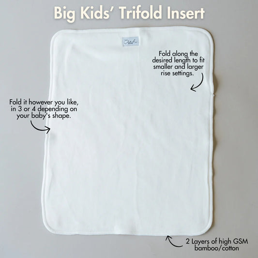 Cloth Bums Big Kids - Premium Bamboo Cotton Trifold Insert