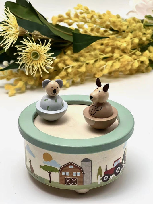 Wooden Kangaroo & Koala Music Box