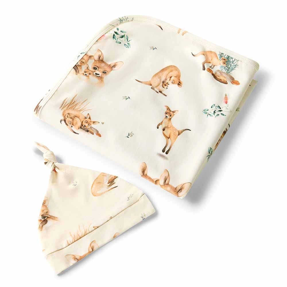 Snuggle Hunny Jersey Wrap and Beanie Set