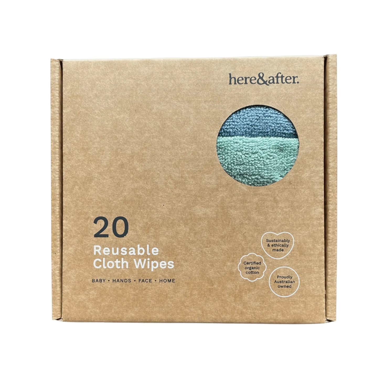 Here & After Cloth Wipes 20 Mixed Colours Boxed