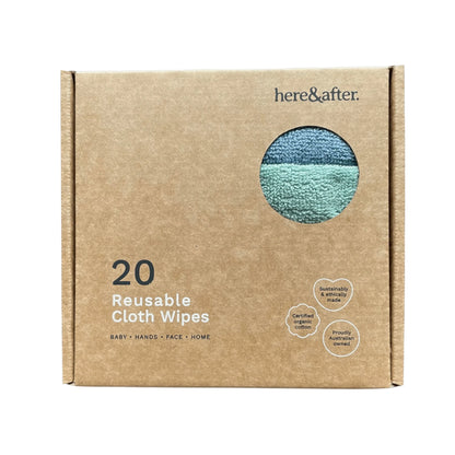 Here & After Cloth Wipes 20 Mixed Colours Boxed